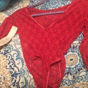 Red Lace Gaviota bodysuit NWT